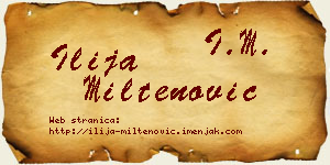 Ilija Miltenović vizit kartica